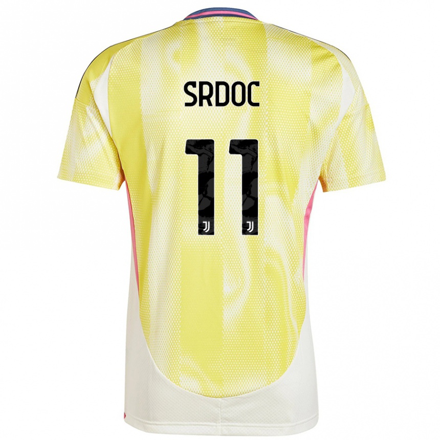 Kinder Fußball Ivano Srdoc #11 Solargelb Auswärtstrikot Trikot 2024/25 T-Shirt Luxemburg