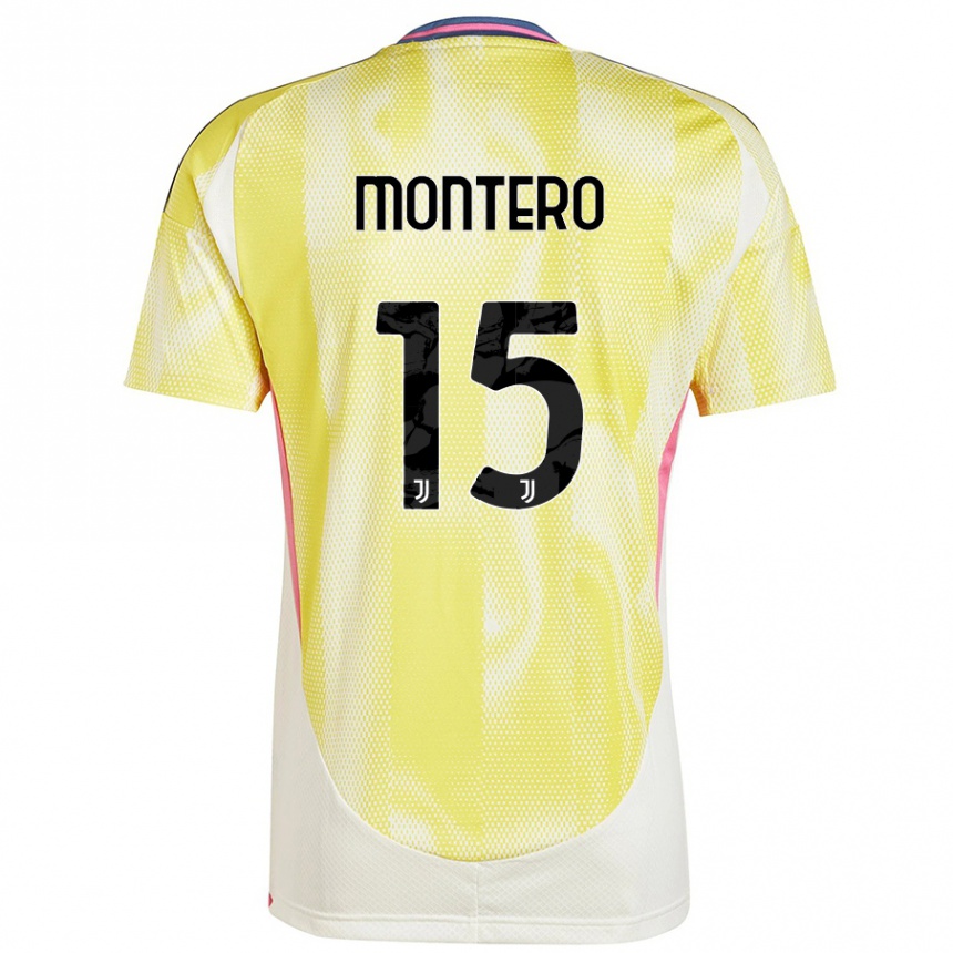 Kinder Fußball Alfonso Montero #15 Solargelb Auswärtstrikot Trikot 2024/25 T-Shirt Luxemburg