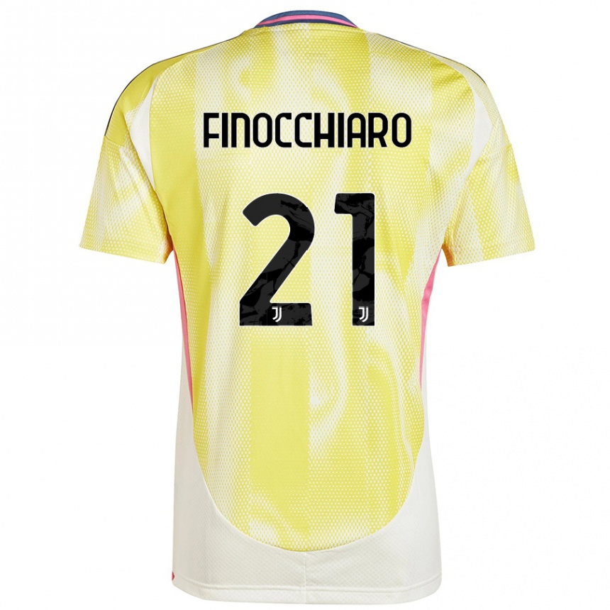 Kinder Fußball Gabriele Finocchiaro #21 Solargelb Auswärtstrikot Trikot 2024/25 T-Shirt Luxemburg