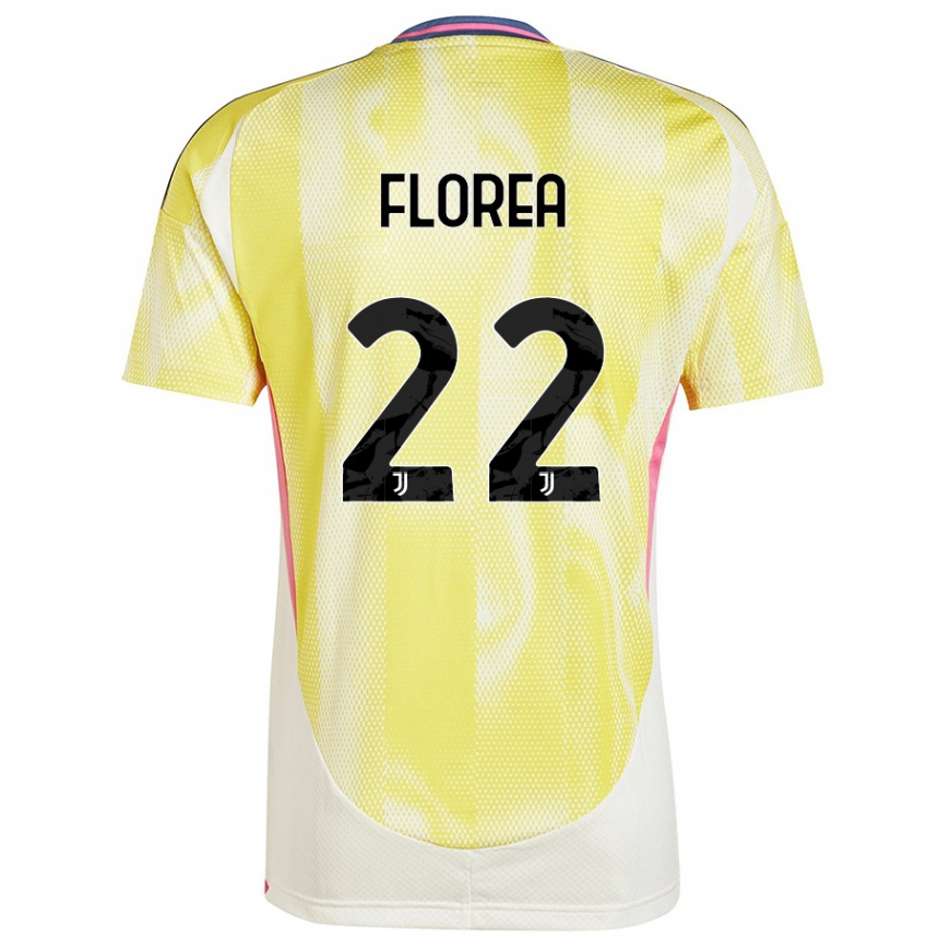 Kinder Fußball Andrei Florea #22 Solargelb Auswärtstrikot Trikot 2024/25 T-Shirt Luxemburg