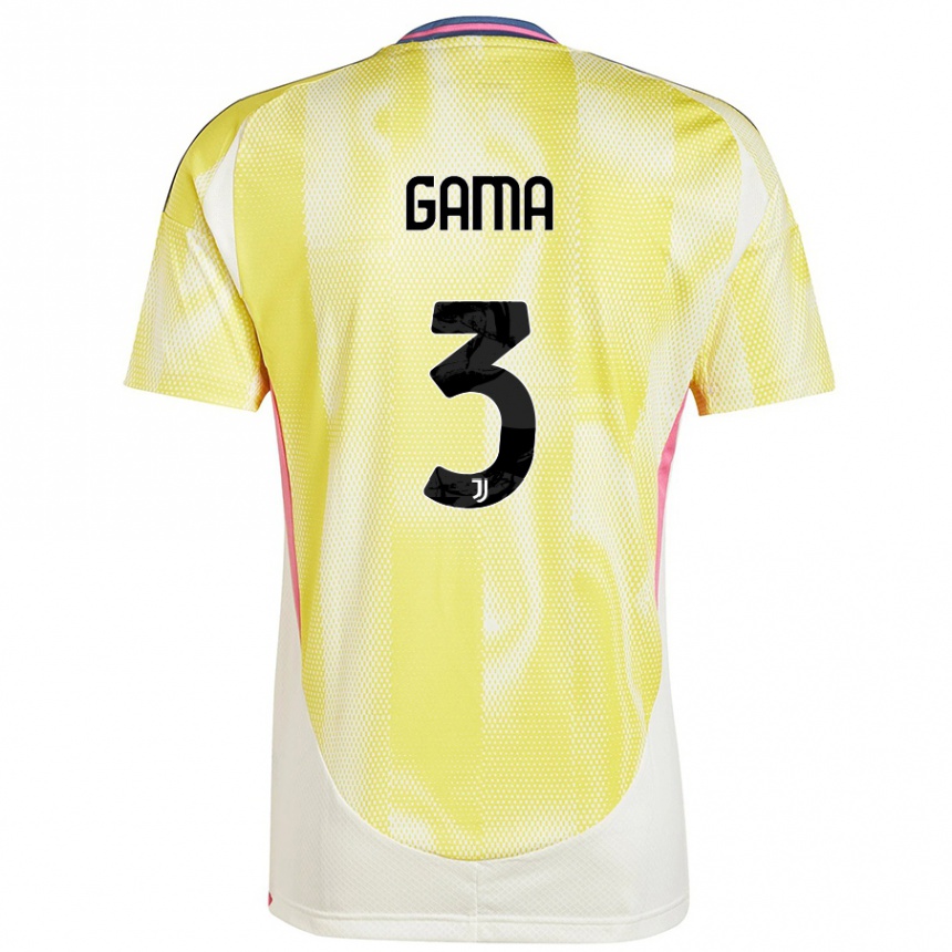 Kinder Fußball Sara Gama #3 Solargelb Auswärtstrikot Trikot 2024/25 T-Shirt Luxemburg