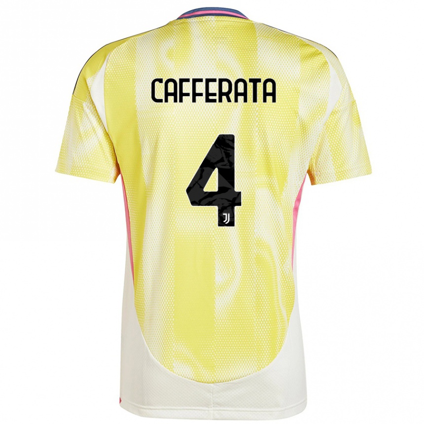 Kinder Fußball Federica Cafferata #4 Solargelb Auswärtstrikot Trikot 2024/25 T-Shirt Luxemburg