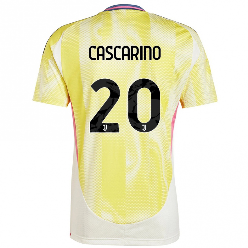 Kinder Fußball Estelle Cascarino #20 Solargelb Auswärtstrikot Trikot 2024/25 T-Shirt Luxemburg