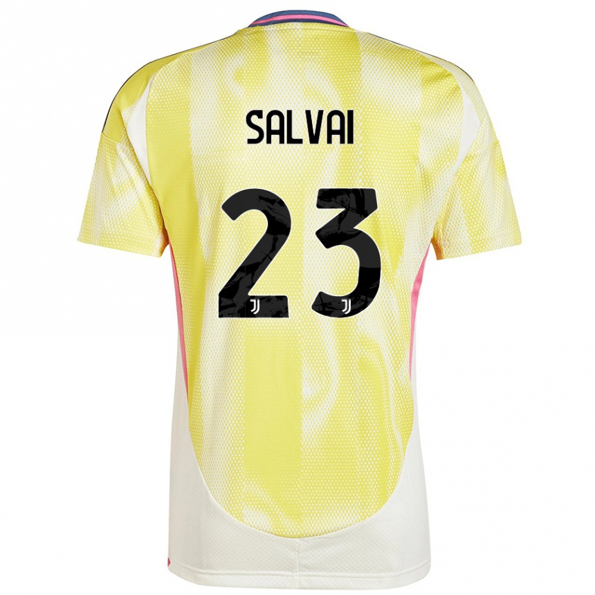 Kinder Fußball Cecilia Salvai #23 Solargelb Auswärtstrikot Trikot 2024/25 T-Shirt Luxemburg