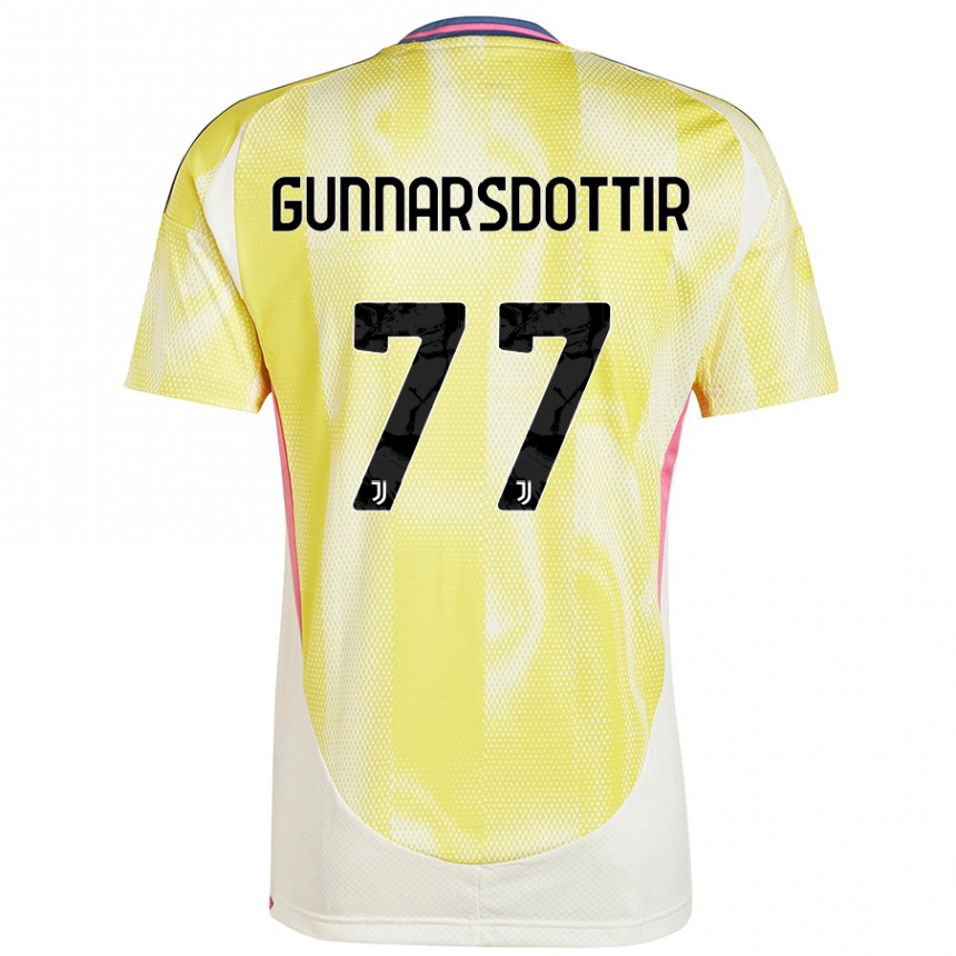 Kinder Fußball Sara Bjork Gunnarsdottir #77 Solargelb Auswärtstrikot Trikot 2024/25 T-Shirt Luxemburg