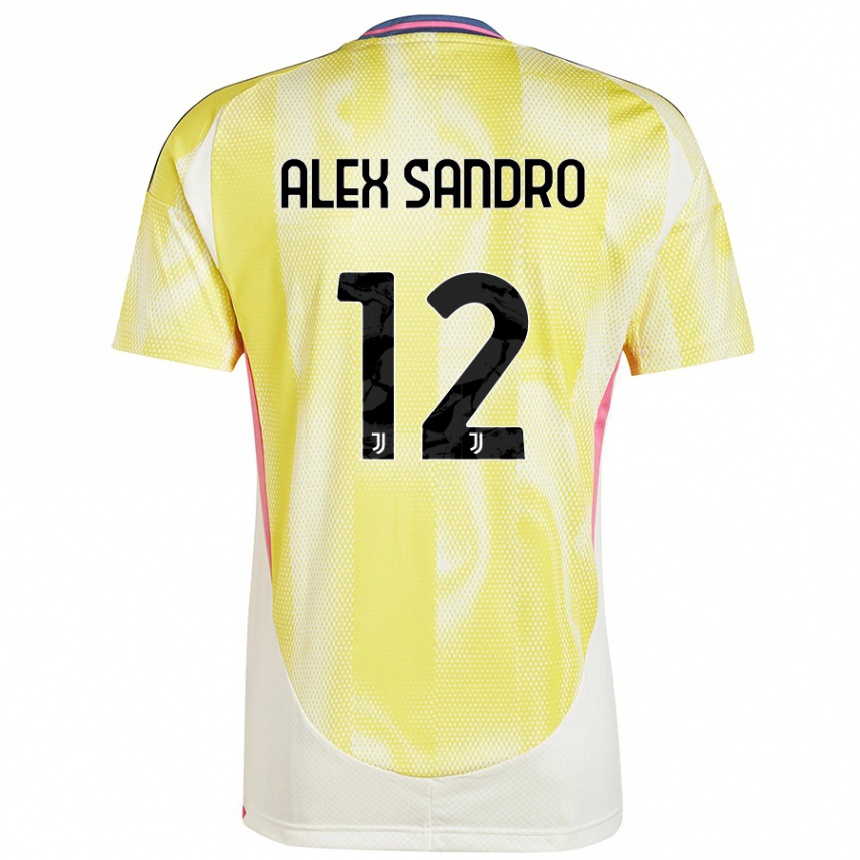 Kinder Fußball Alex Sandro #12 Solargelb Auswärtstrikot Trikot 2024/25 T-Shirt Luxemburg