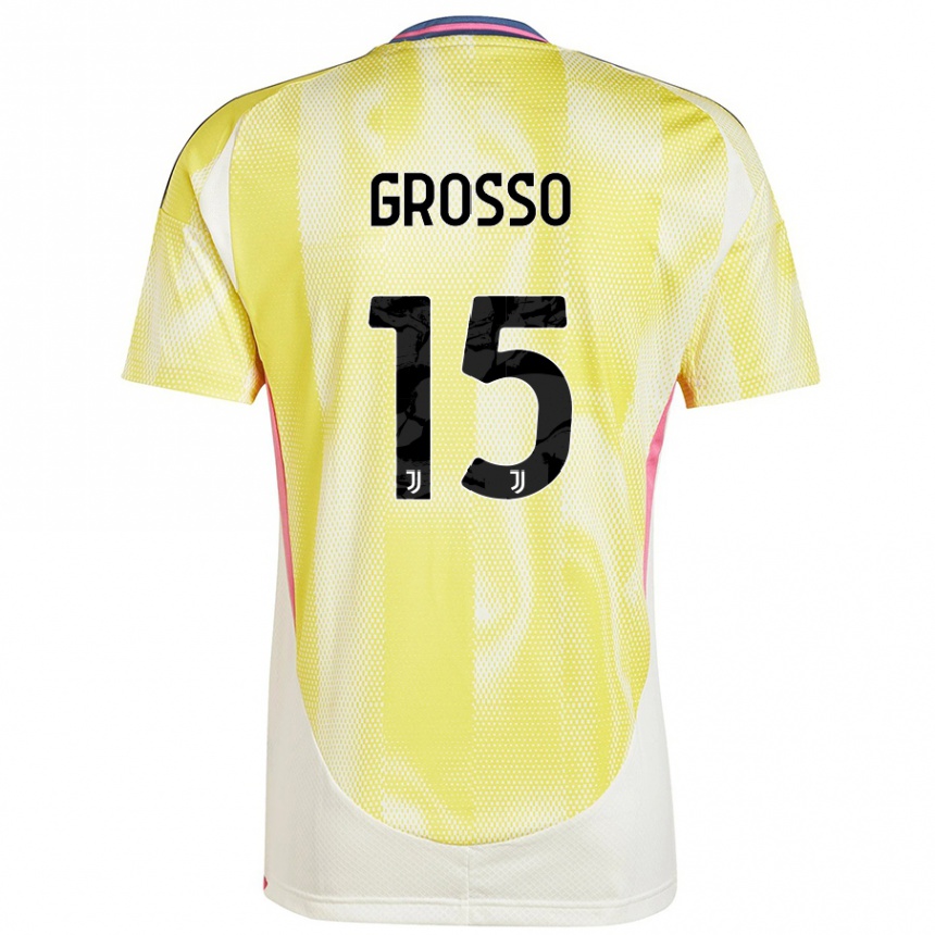 Kinder Fußball Julia Grosso #15 Solargelb Auswärtstrikot Trikot 2024/25 T-Shirt Luxemburg