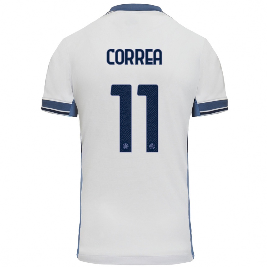 Kinder Fußball Joaquin Correa #11 Weißgrau Auswärtstrikot Trikot 2024/25 T-Shirt Luxemburg