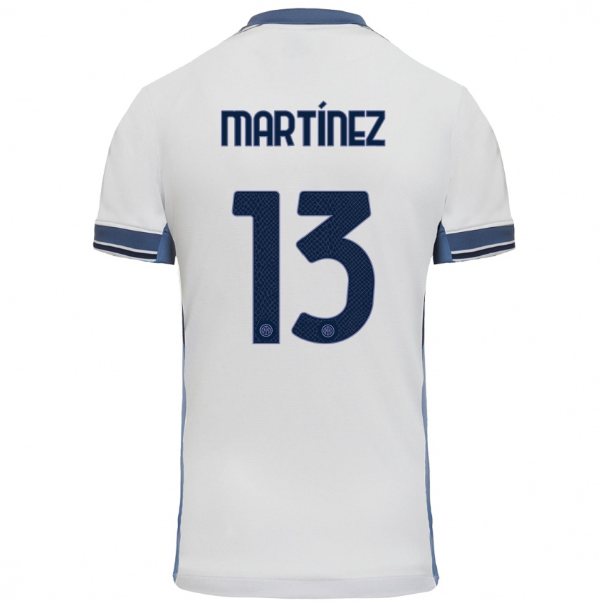 Kinder Fußball Josep Martínez #13 Weißgrau Auswärtstrikot Trikot 2024/25 T-Shirt Luxemburg