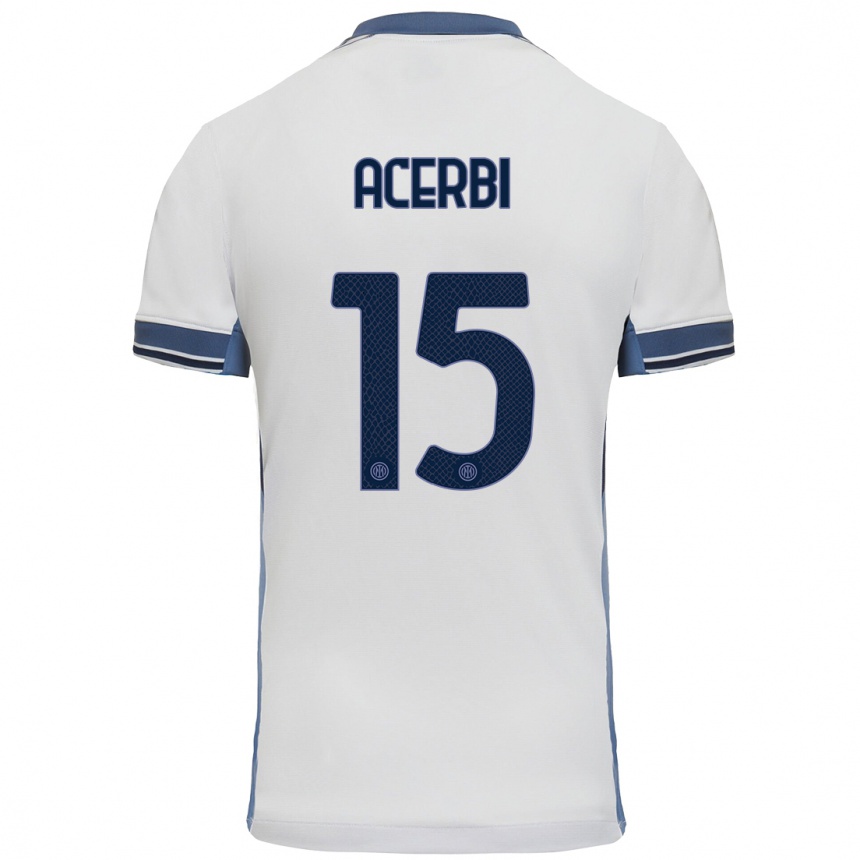 Kinder Fußball Francesco Acerbi #15 Weißgrau Auswärtstrikot Trikot 2024/25 T-Shirt Luxemburg