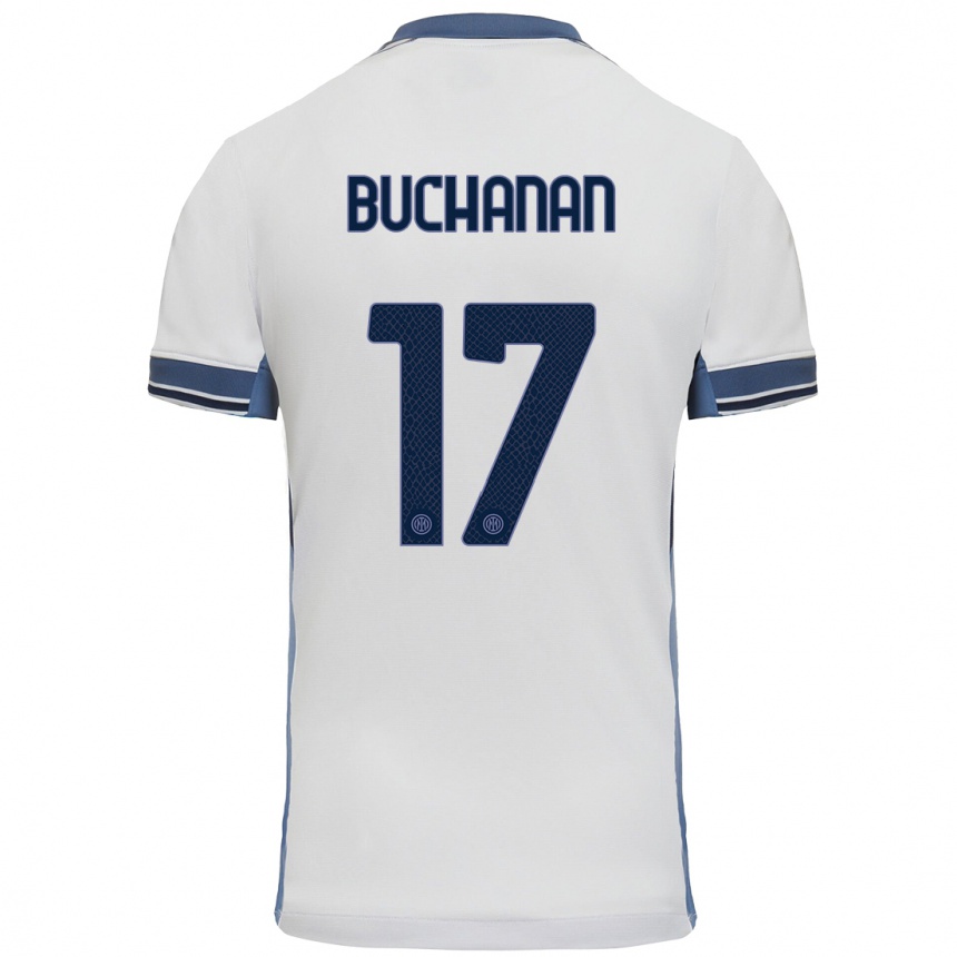 Kinder Fußball Tajon Buchanan #17 Weißgrau Auswärtstrikot Trikot 2024/25 T-Shirt Luxemburg