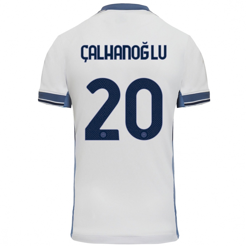 Kinder Fußball Hakan Calhanoglu #20 Weißgrau Auswärtstrikot Trikot 2024/25 T-Shirt Luxemburg