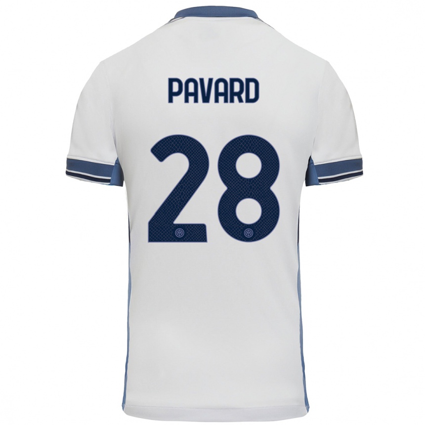 Kinder Fußball Benjamin Pavard #28 Weißgrau Auswärtstrikot Trikot 2024/25 T-Shirt Luxemburg