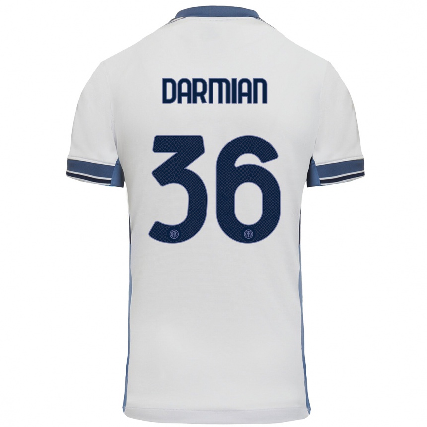 Kinder Fußball Matteo Darmian #36 Weißgrau Auswärtstrikot Trikot 2024/25 T-Shirt Luxemburg