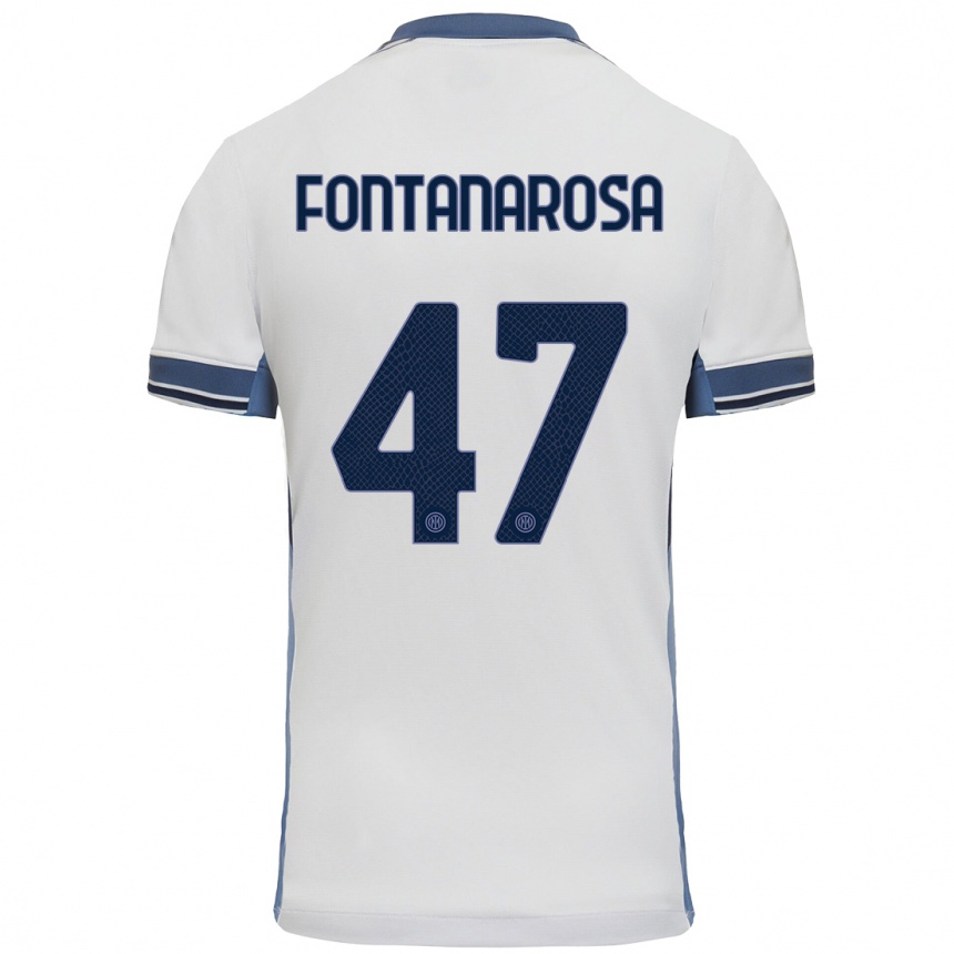 Kinder Fußball Alessandro Fontanarosa #47 Weißgrau Auswärtstrikot Trikot 2024/25 T-Shirt Luxemburg