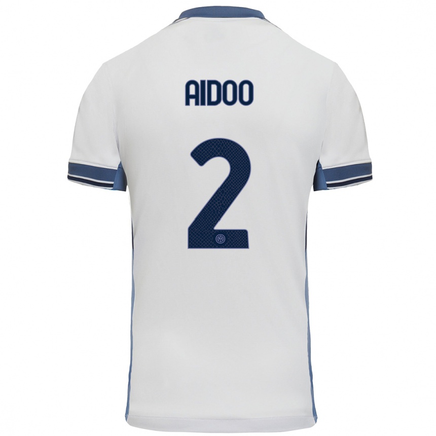 Kinder Fußball Mike Aidoo #2 Weißgrau Auswärtstrikot Trikot 2024/25 T-Shirt Luxemburg