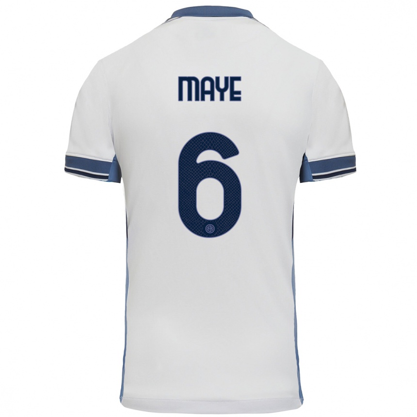 Kinder Fußball Yvan Maye #6 Weißgrau Auswärtstrikot Trikot 2024/25 T-Shirt Luxemburg