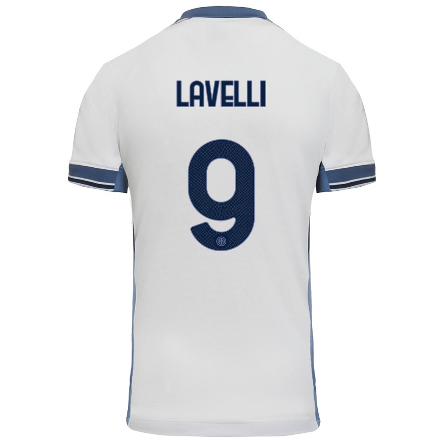 Kinder Fußball Matteo Lavelli #9 Weißgrau Auswärtstrikot Trikot 2024/25 T-Shirt Luxemburg