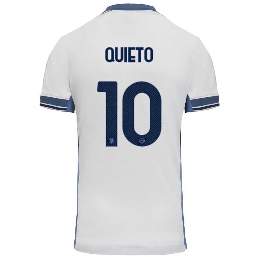 Kinder Fußball Daniele Quieto #10 Weißgrau Auswärtstrikot Trikot 2024/25 T-Shirt Luxemburg