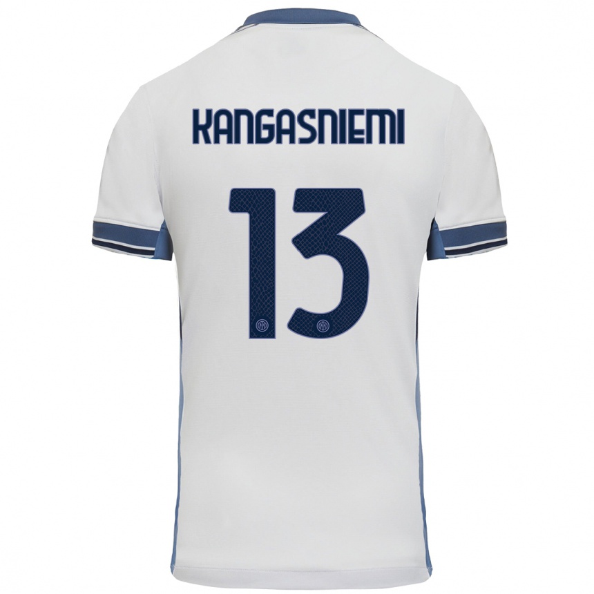 Kinder Fußball Ilari Kangasniemi #13 Weißgrau Auswärtstrikot Trikot 2024/25 T-Shirt Luxemburg