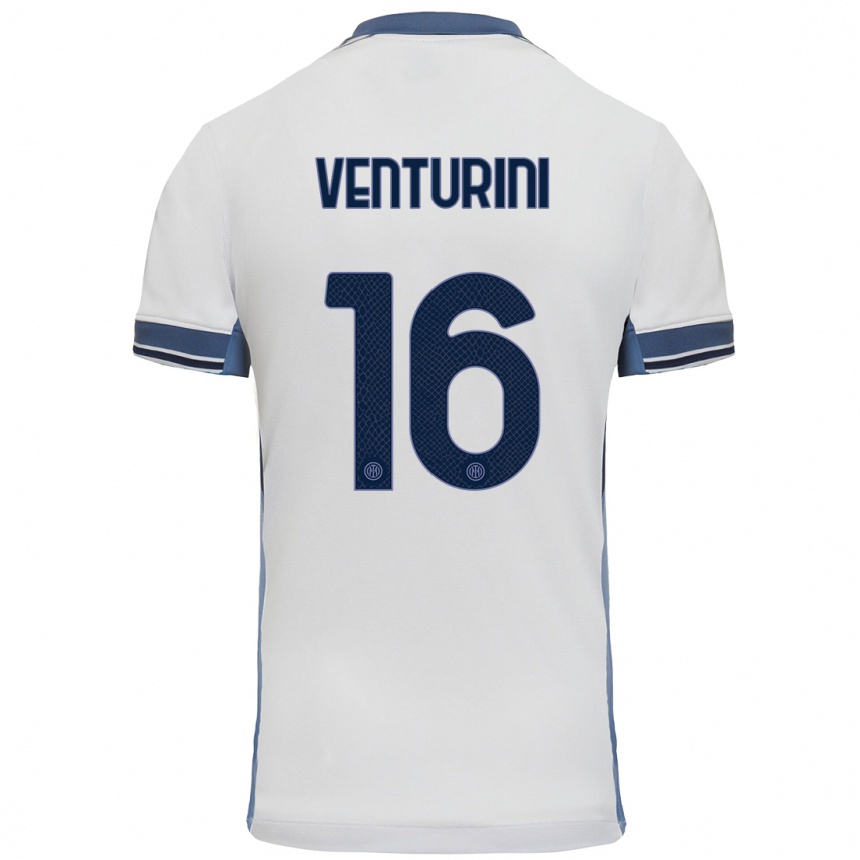 Kinder Fußball Matteo Venturini #16 Weißgrau Auswärtstrikot Trikot 2024/25 T-Shirt Luxemburg