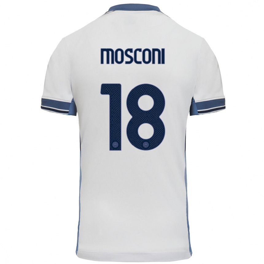 Kinder Fußball Mattia Mosconi #18 Weißgrau Auswärtstrikot Trikot 2024/25 T-Shirt Luxemburg