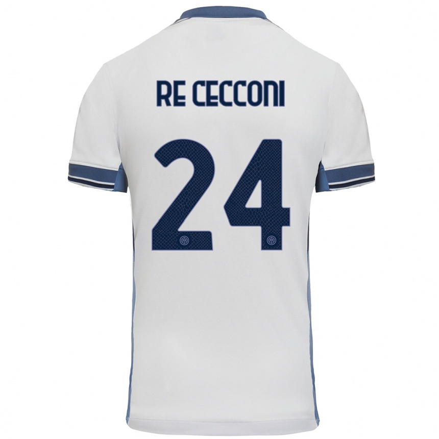 Kinder Fußball Gabriele Re Cecconi #24 Weißgrau Auswärtstrikot Trikot 2024/25 T-Shirt Luxemburg