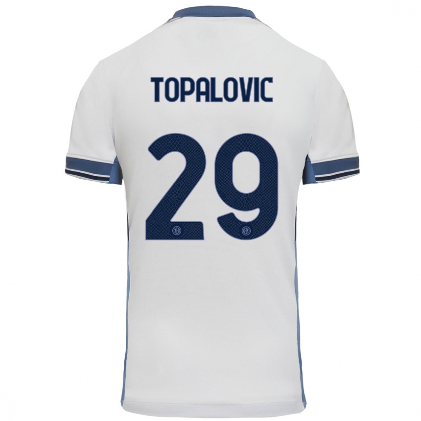 Kinder Fußball Luka Topalovic #29 Weißgrau Auswärtstrikot Trikot 2024/25 T-Shirt Luxemburg