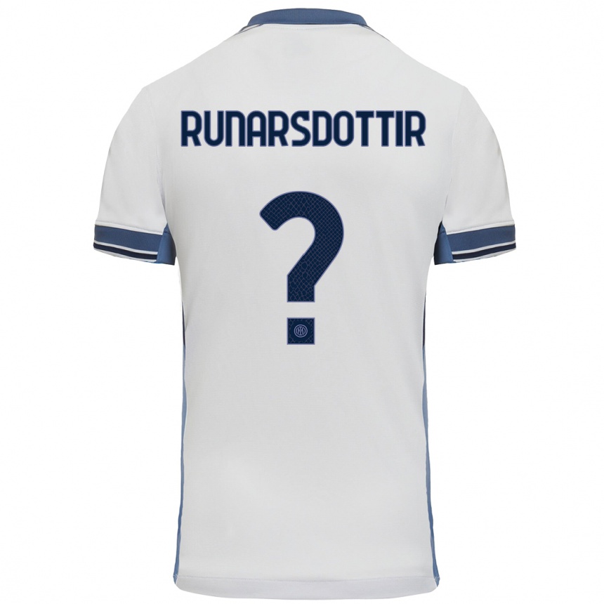 Kinder Fußball Cecilía Rán Rúnarsdóttir #0 Weißgrau Auswärtstrikot Trikot 2024/25 T-Shirt Luxemburg