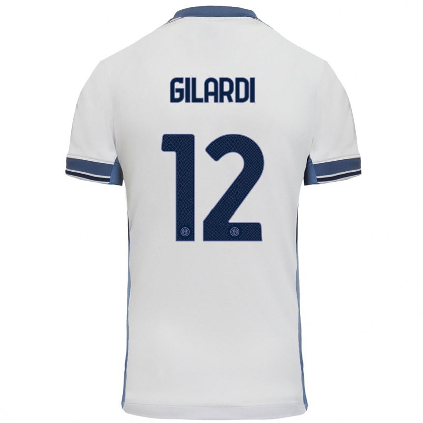 Kinder Fußball Astrid Gilardi #12 Weißgrau Auswärtstrikot Trikot 2024/25 T-Shirt Luxemburg