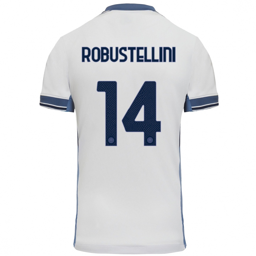 Kinder Fußball Chiara Robustellini #14 Weißgrau Auswärtstrikot Trikot 2024/25 T-Shirt Luxemburg