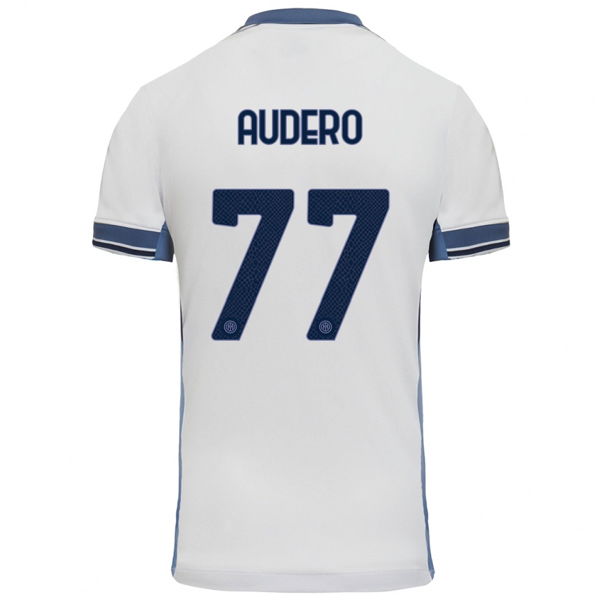 Kinder Fußball Emil Audero #77 Weißgrau Auswärtstrikot Trikot 2024/25 T-Shirt Luxemburg