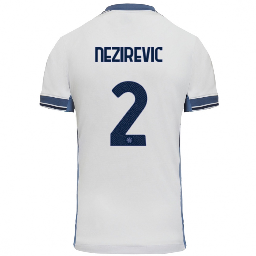 Kinder Fußball Alem Nezirevic #2 Weißgrau Auswärtstrikot Trikot 2024/25 T-Shirt Luxemburg