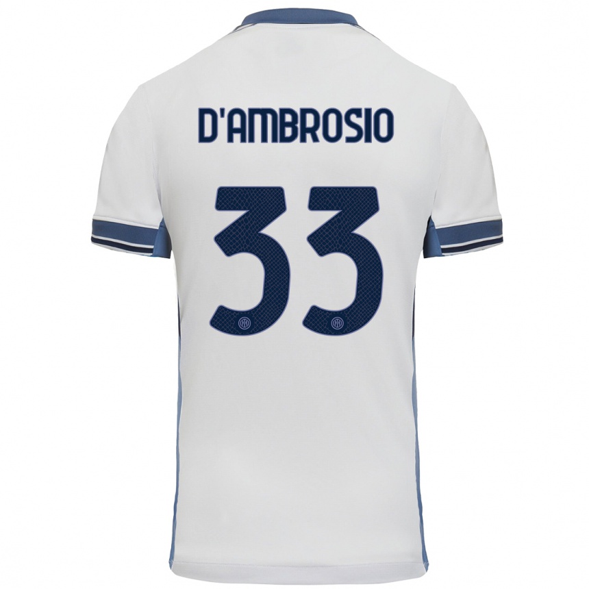 Kinder Fußball Danilo D'ambrosio #33 Weißgrau Auswärtstrikot Trikot 2024/25 T-Shirt Luxemburg