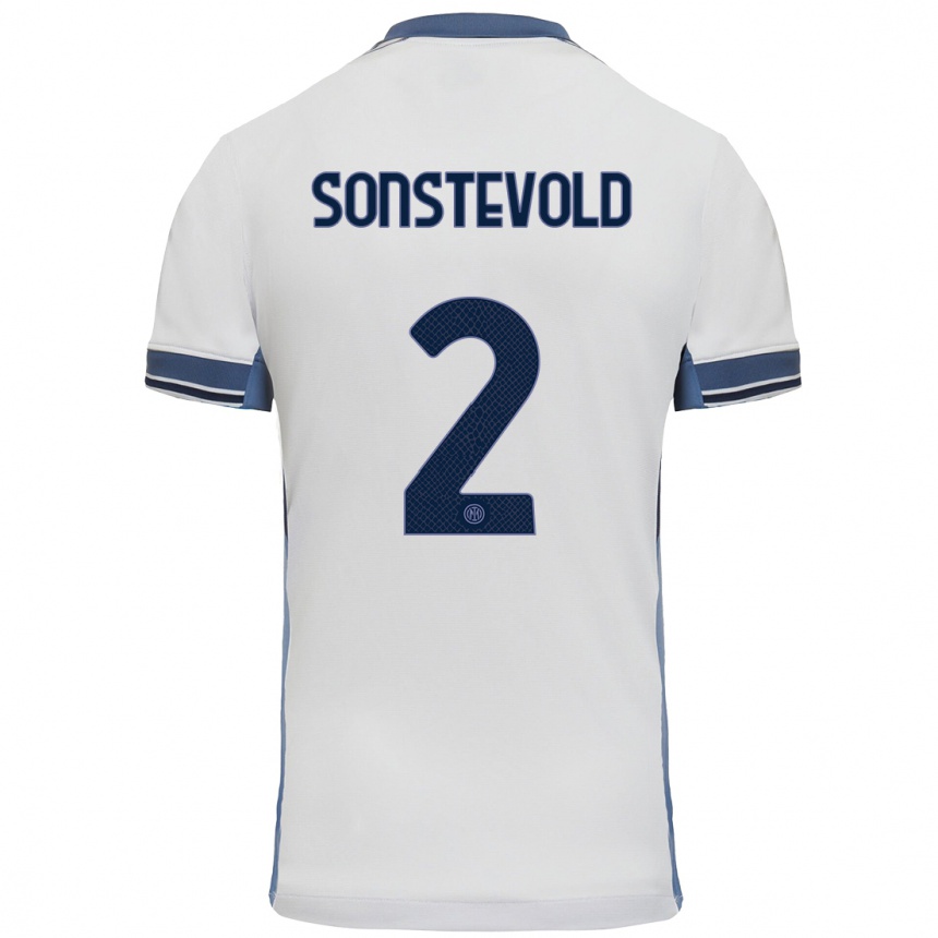 Kinder Fußball Anja Sonstevold #2 Weißgrau Auswärtstrikot Trikot 2024/25 T-Shirt Luxemburg