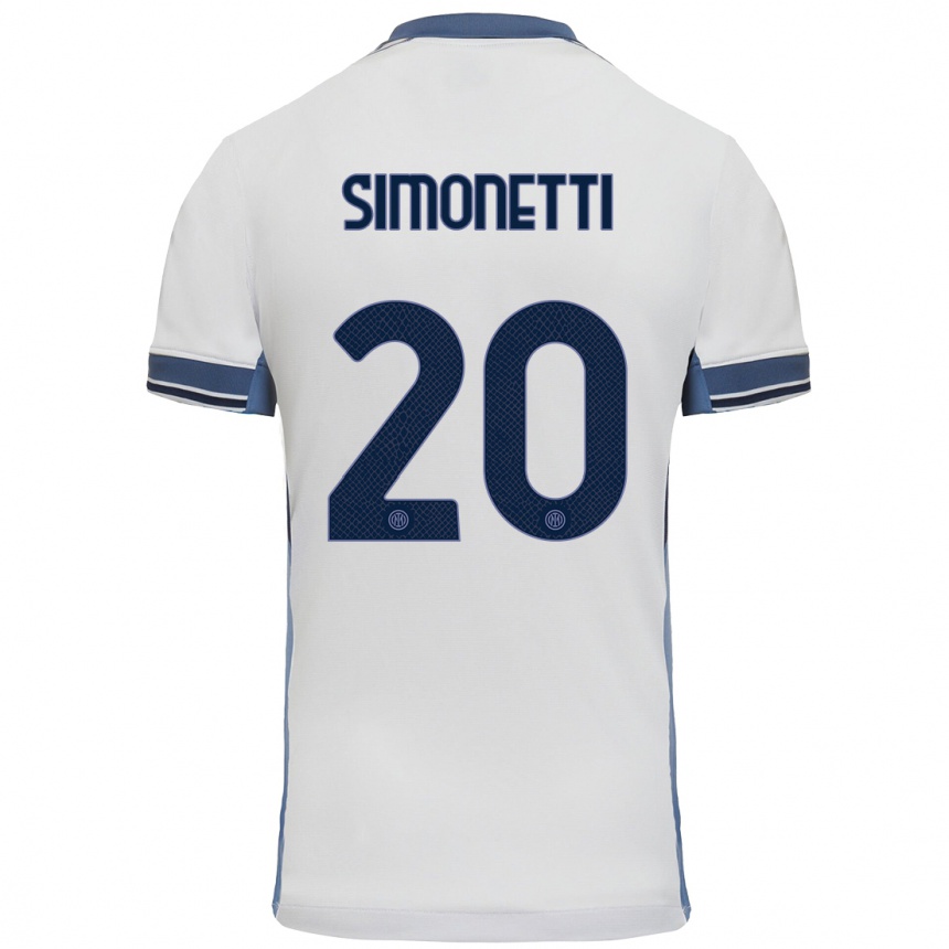 Kinder Fußball Flaminia Simonetti #20 Weißgrau Auswärtstrikot Trikot 2024/25 T-Shirt Luxemburg