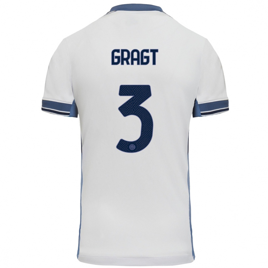 Kinder Fußball Stefanie Van Der Gragt #3 Weißgrau Auswärtstrikot Trikot 2024/25 T-Shirt Luxemburg