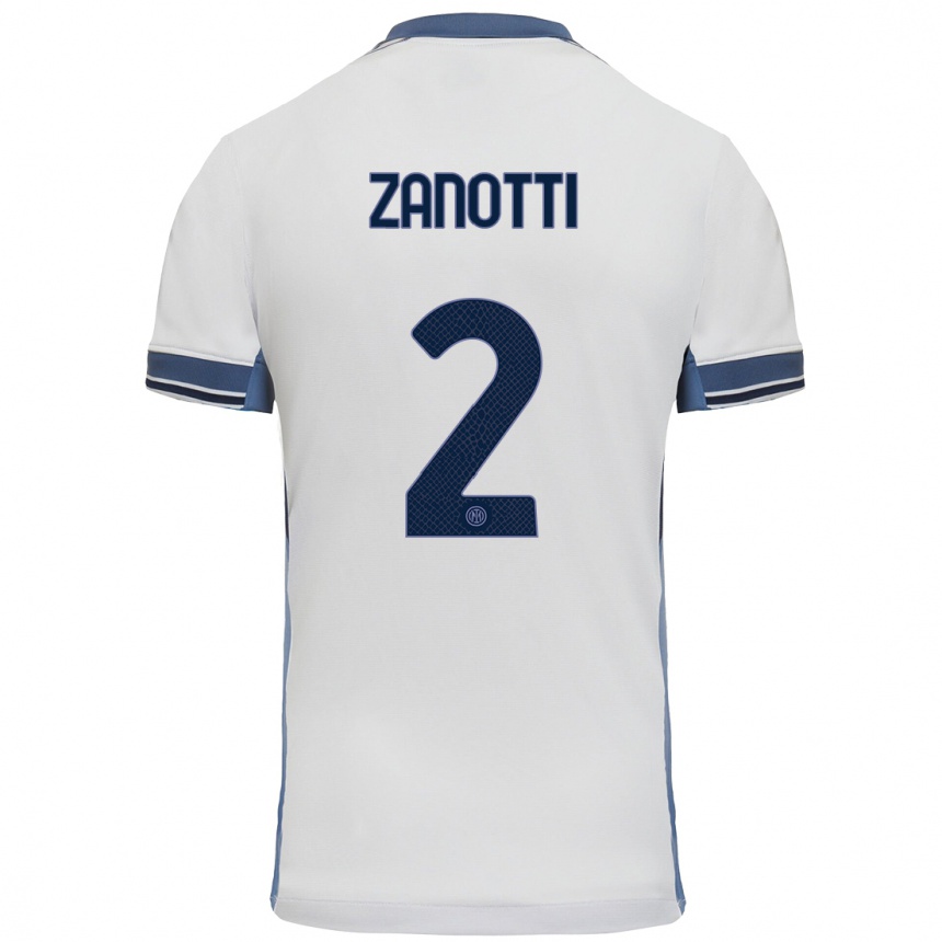 Kinder Fußball Mattia Zanotti #2 Weißgrau Auswärtstrikot Trikot 2024/25 T-Shirt Luxemburg