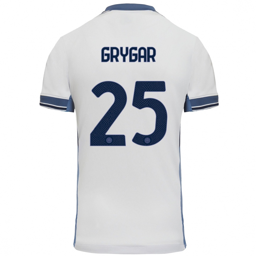 Kinder Fußball Samuel Grygar #25 Weißgrau Auswärtstrikot Trikot 2024/25 T-Shirt Luxemburg