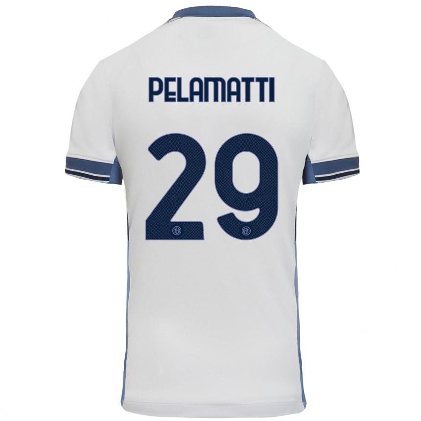 Kinder Fußball Andrea Pelamatti #29 Weißgrau Auswärtstrikot Trikot 2024/25 T-Shirt Luxemburg