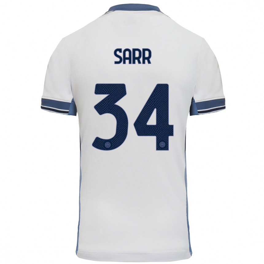 Kinder Fußball Amadou Sarr #34 Weißgrau Auswärtstrikot Trikot 2024/25 T-Shirt Luxemburg