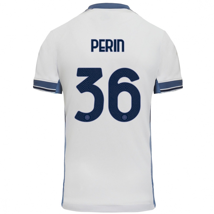 Kinder Fußball Nicolo Perin #36 Weißgrau Auswärtstrikot Trikot 2024/25 T-Shirt Luxemburg