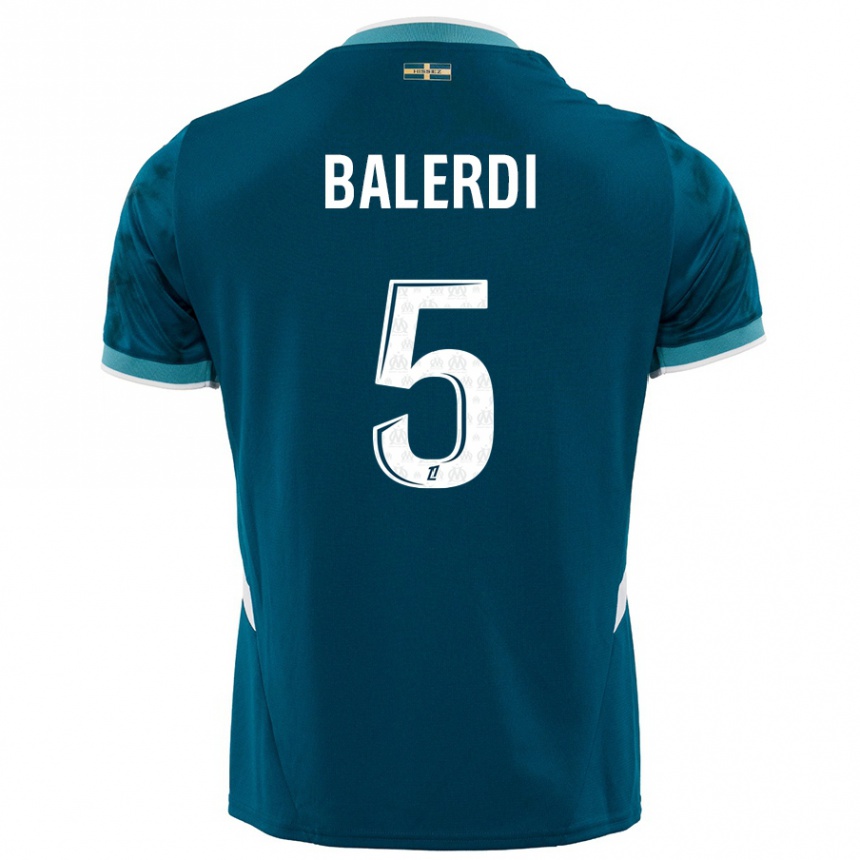 Kinder Fußball Leonardo Balerdi #5 Türkisblau Auswärtstrikot Trikot 2024/25 T-Shirt Luxemburg