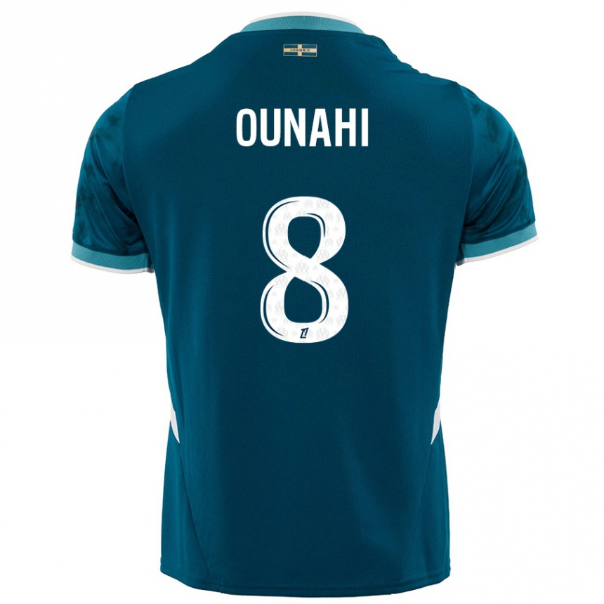 Kinder Fußball Azzedine Ounahi #8 Türkisblau Auswärtstrikot Trikot 2024/25 T-Shirt Luxemburg