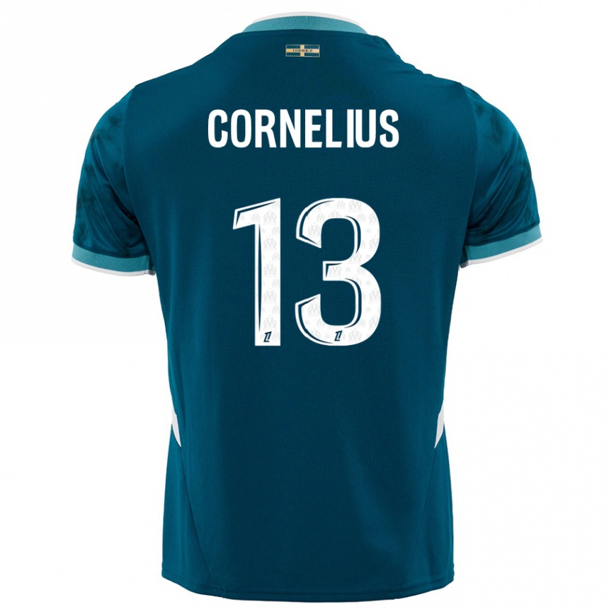 Kinder Fußball Derek Cornelius #13 Türkisblau Auswärtstrikot Trikot 2024/25 T-Shirt Luxemburg