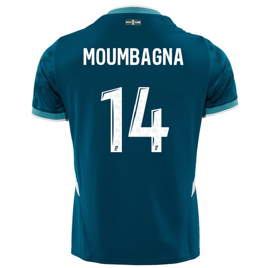 Kinder Fußball Faris Moumbagna #14 Türkisblau Auswärtstrikot Trikot 2024/25 T-Shirt Luxemburg