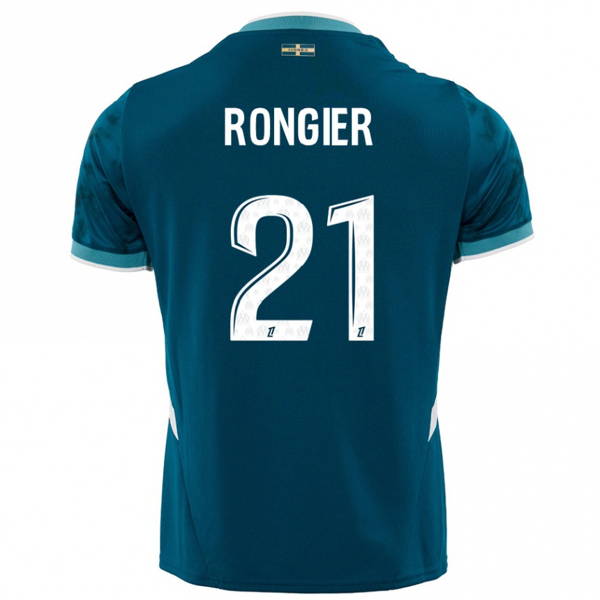 Kinder Fußball Valentin Rongier #21 Türkisblau Auswärtstrikot Trikot 2024/25 T-Shirt Luxemburg