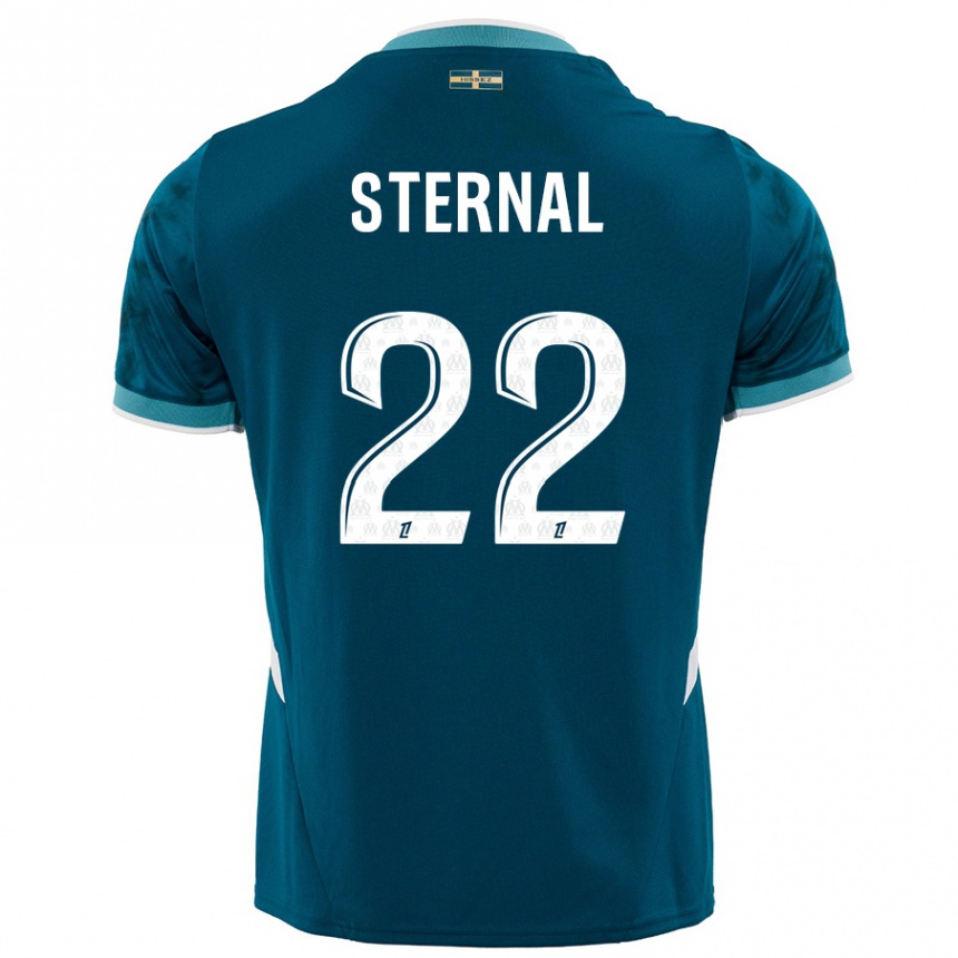 Kinder Fußball Enzo Sternal #22 Türkisblau Auswärtstrikot Trikot 2024/25 T-Shirt Luxemburg