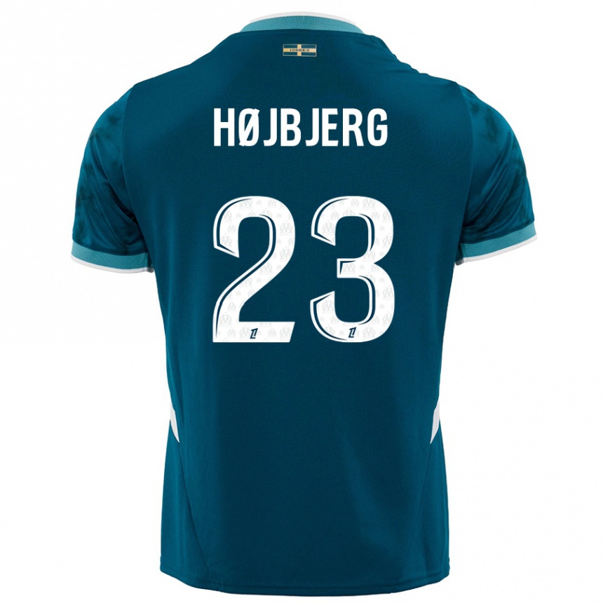 Kinder Fußball Pierre Emile Hojbjerg #23 Türkisblau Auswärtstrikot Trikot 2024/25 T-Shirt Luxemburg