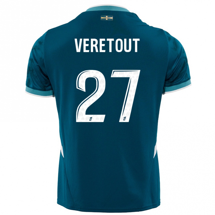 Kinder Fußball Jordan Veretout #27 Türkisblau Auswärtstrikot Trikot 2024/25 T-Shirt Luxemburg